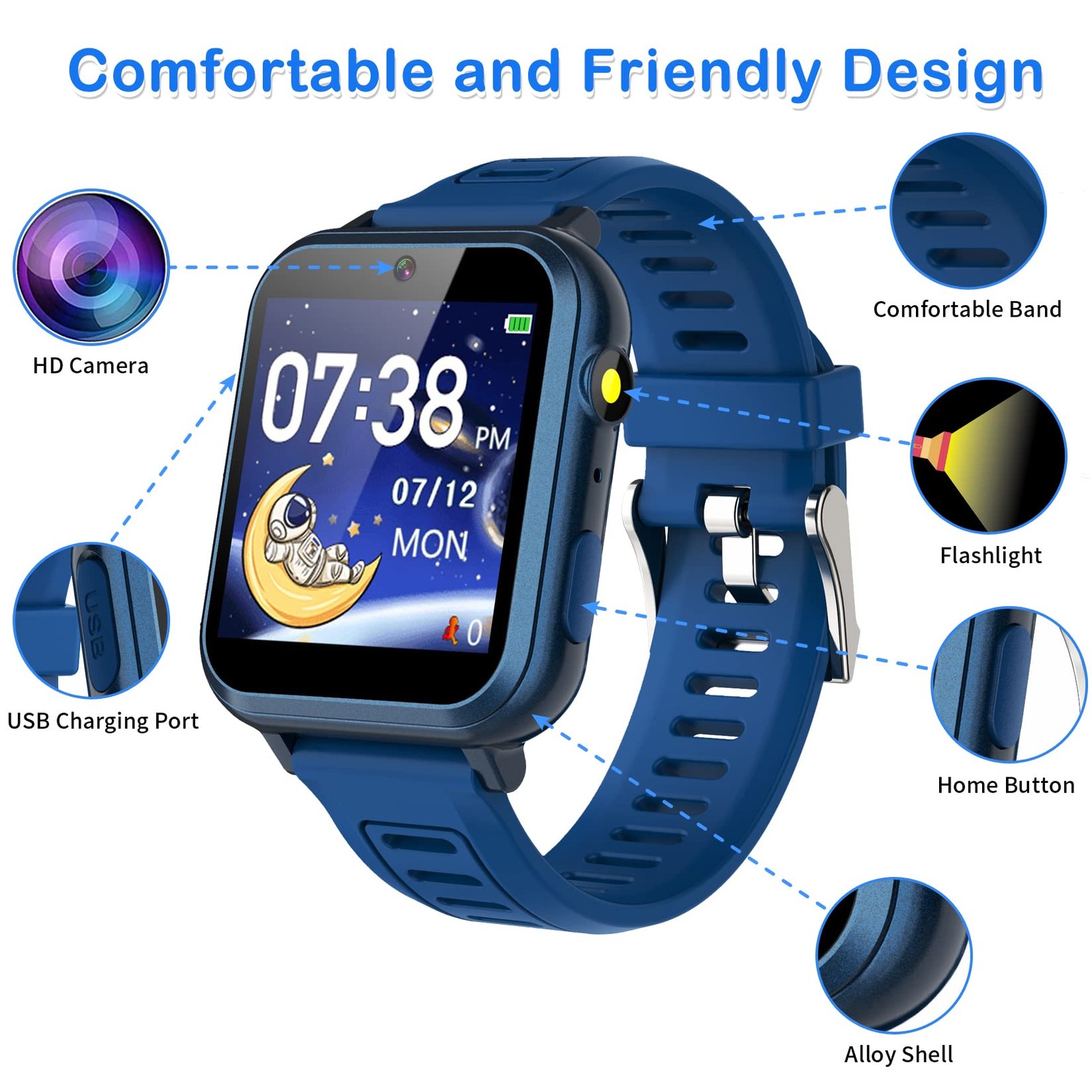 Smart Watch for Kids with 39 Games Alarm Clock, Touchscreen, Calendaring Came…