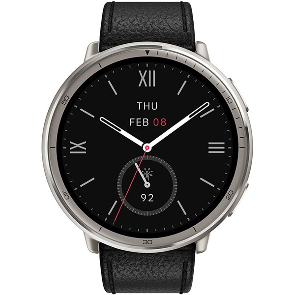Amazfit Active 2 Smart Watch Round Black Leather Premium 44mm sp170073-C225