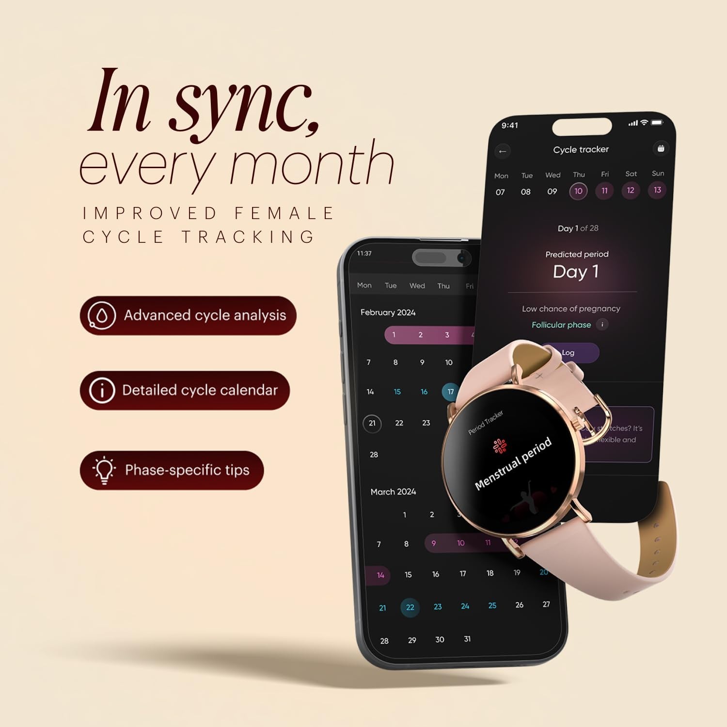 Noise Diva 2 Fashion Smart Watch for Women, Glossy Metallic Finish, AMOLED