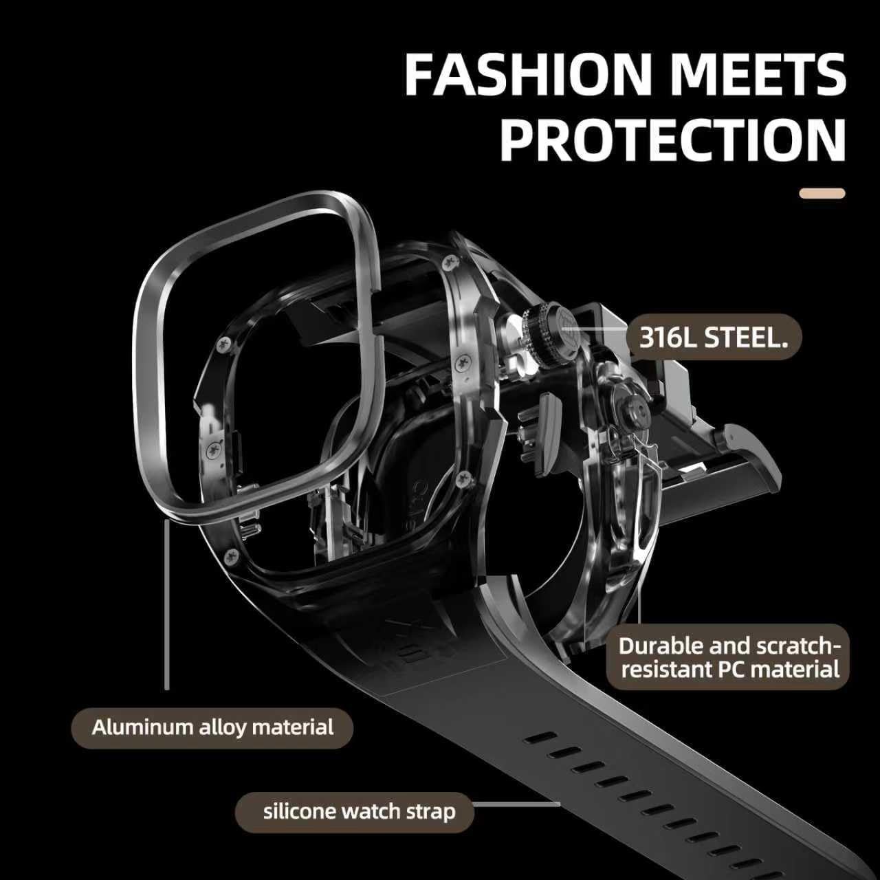 Rugged Band for Apple Watch Ultra 49mm Military Grade Shockproof Cover