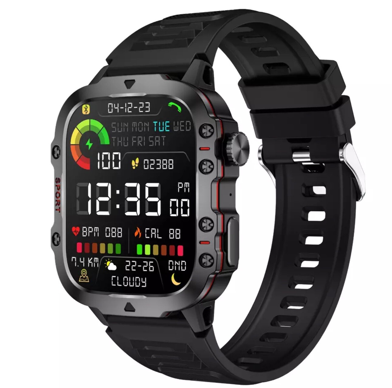 Smart Watch Military Tactical Sport Fitness Tracker for Motorola Moto G (2024)