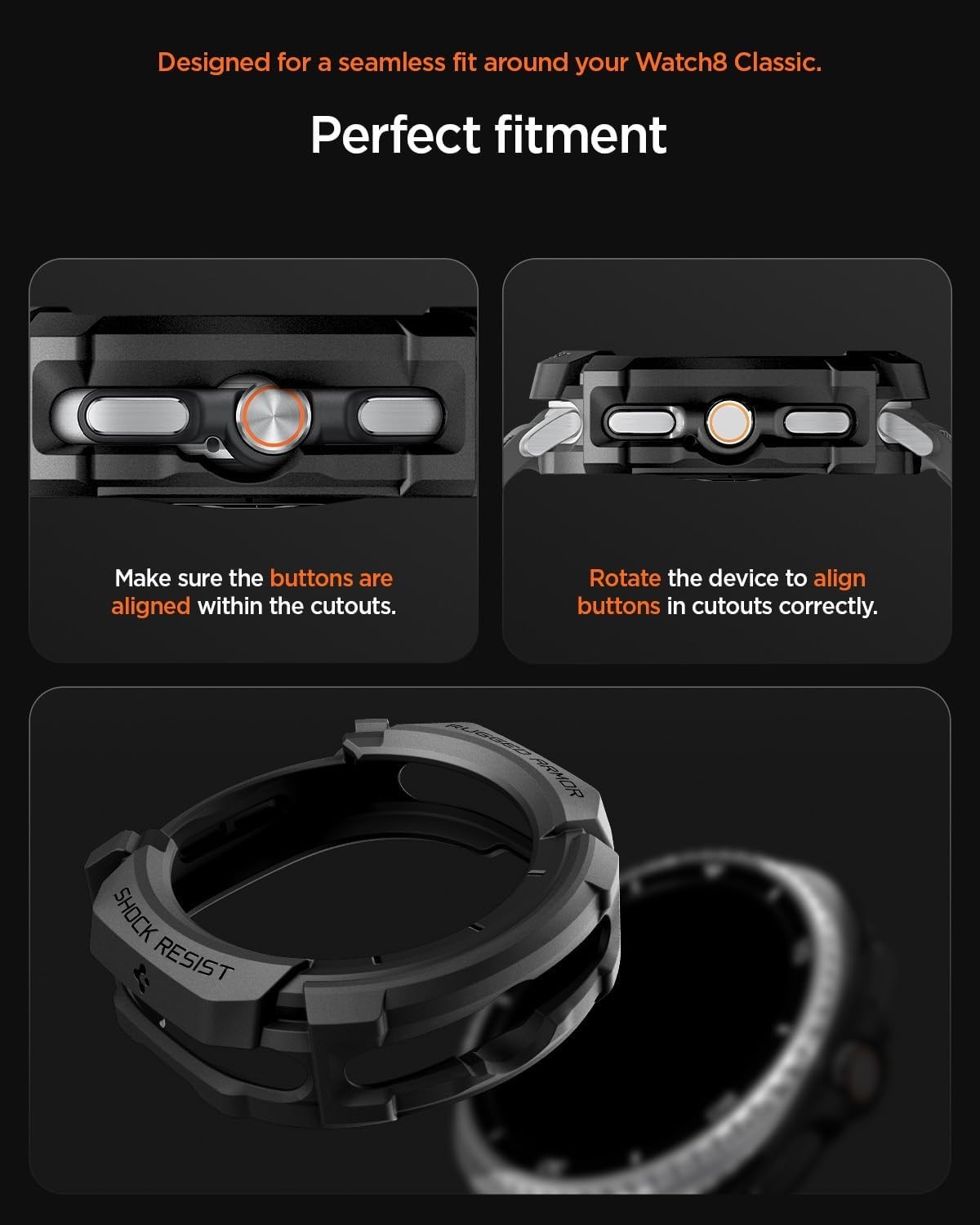 Rugged Armor Samsung Galaxy Watch 8 Classic 46mm Matte Black