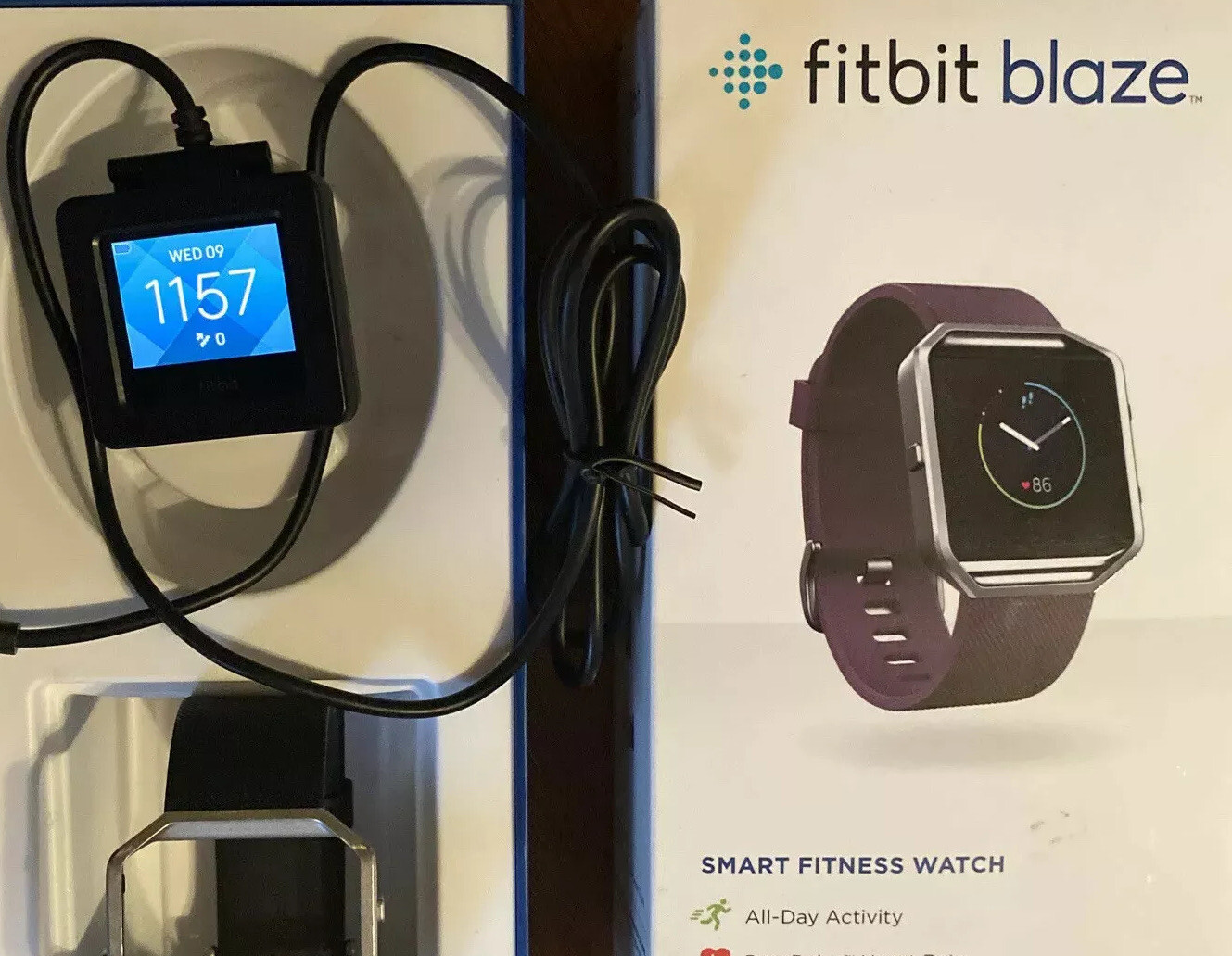 Fitbit Blaze SmartWatch MP3 HR +2 Bands/Cord Tested+WARRANTY Showroom Mdl No Box