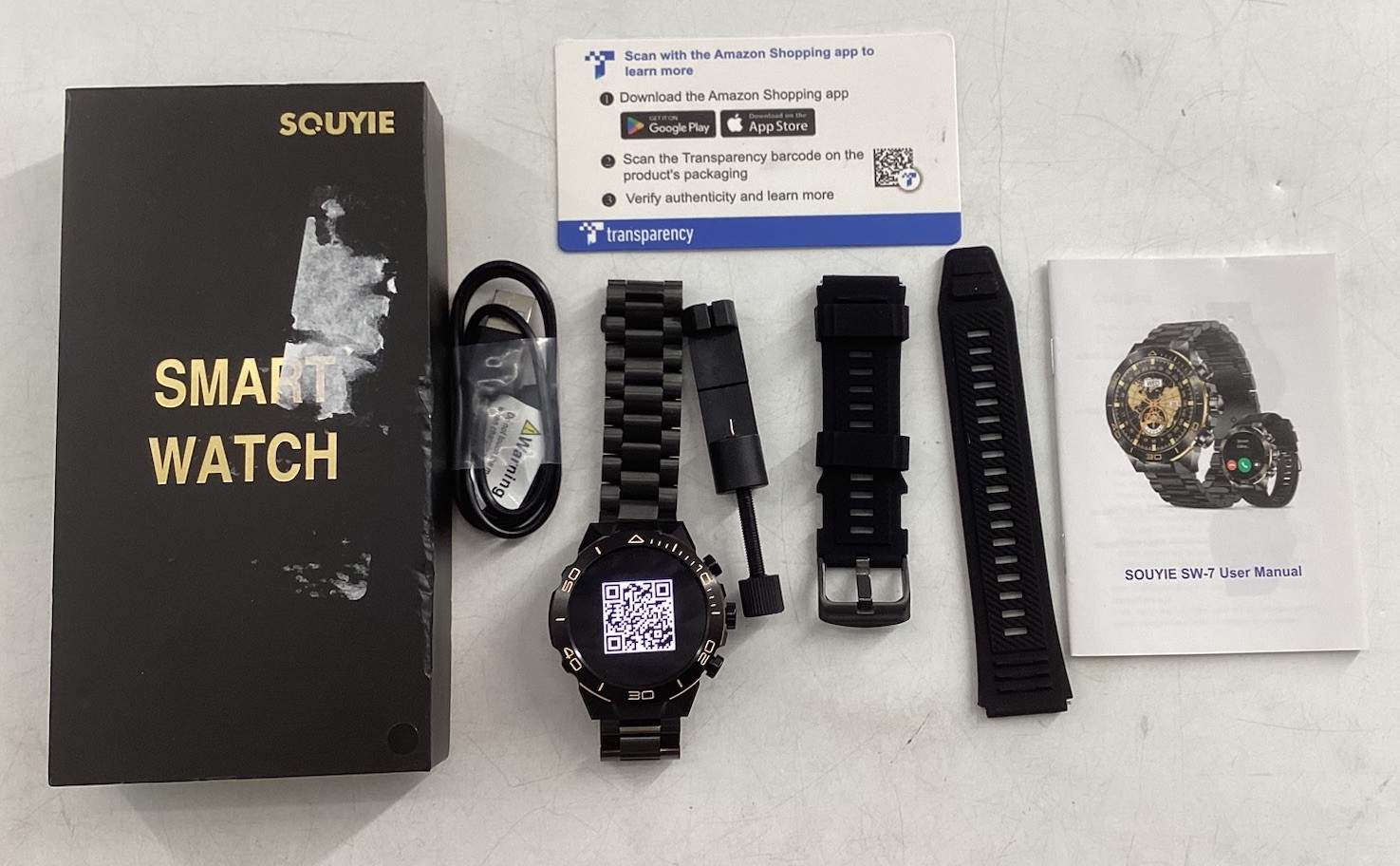 SOUYIE Men’s Smart Watch W/Bluetooth 1.43” AMOLED Round Face Android & IOS