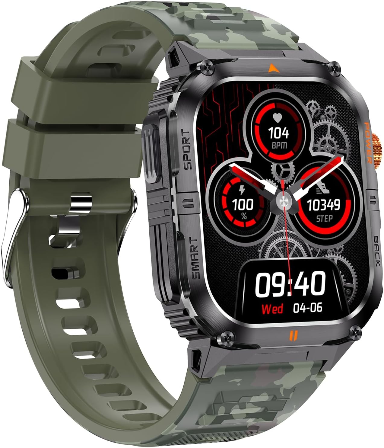 Military Smart Watch (Answer/Make Call) Rugged Tactical Fitness Tracker 1000mAh