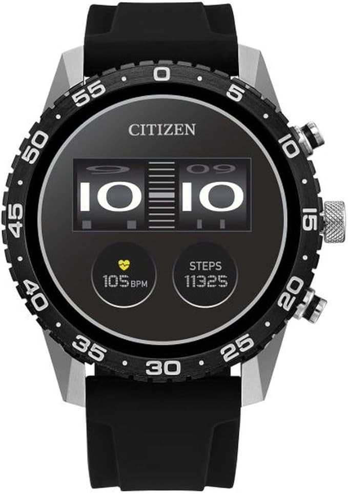 Citizen CZ Smart Touchscreen Black Silicone Smart Watch 44MM MX1011-05X