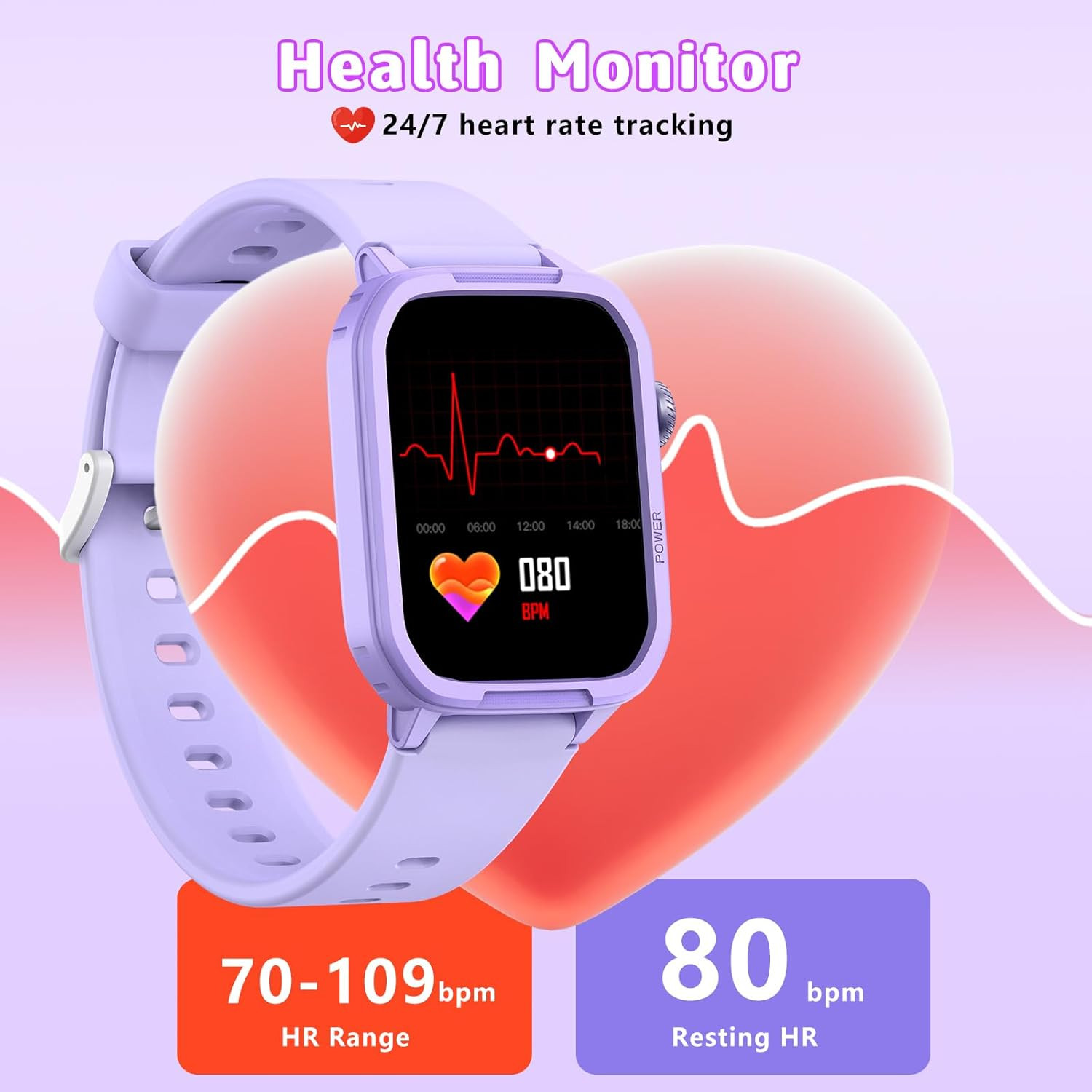 Kids Smart Watch for Boy Girl, Kids Watches with 19 Sport Modes, Heart Rate, Sle