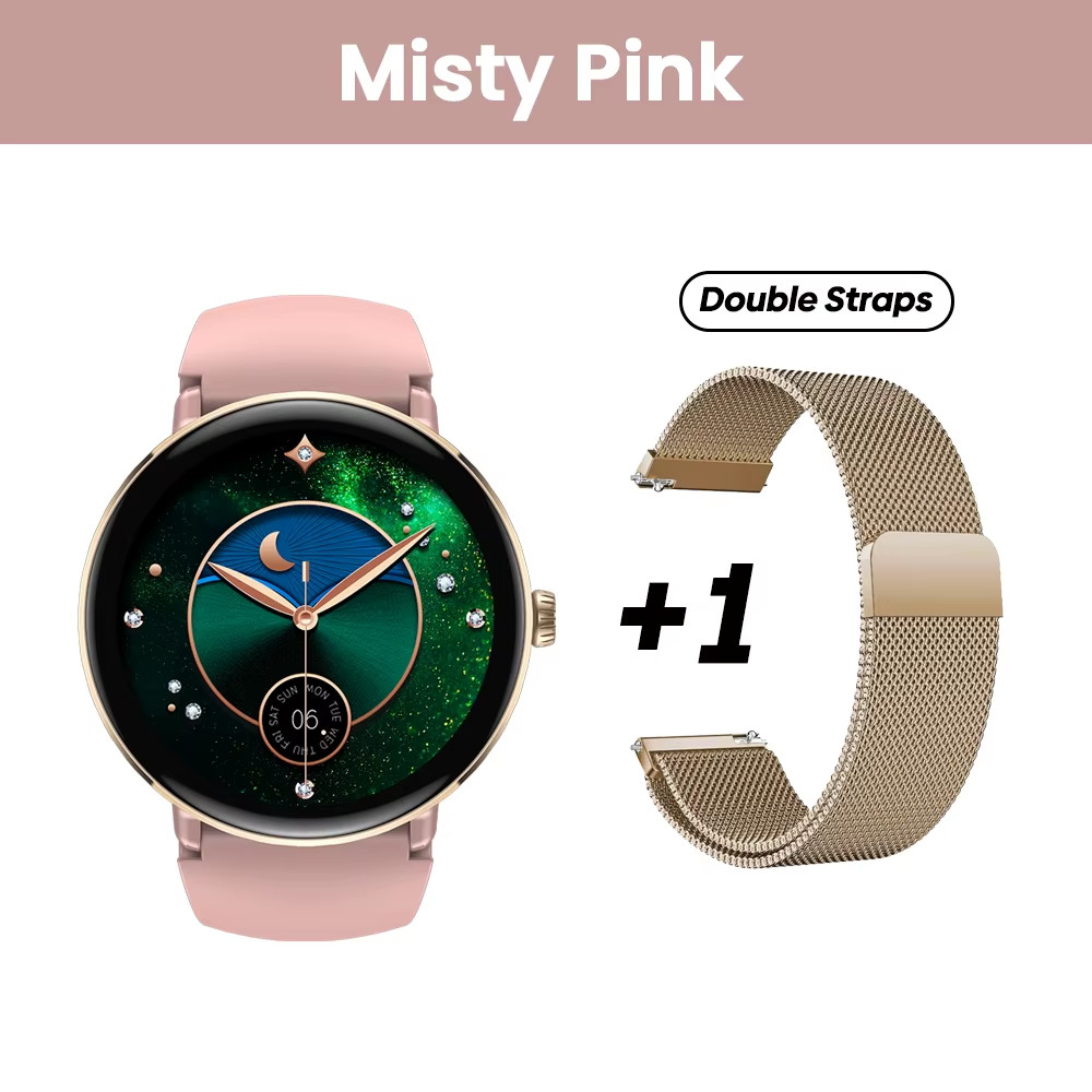 New 2025 LILY 2 Voice Calling Female Smartwatch Double Strap 1.2″ HD AMOLED Dis