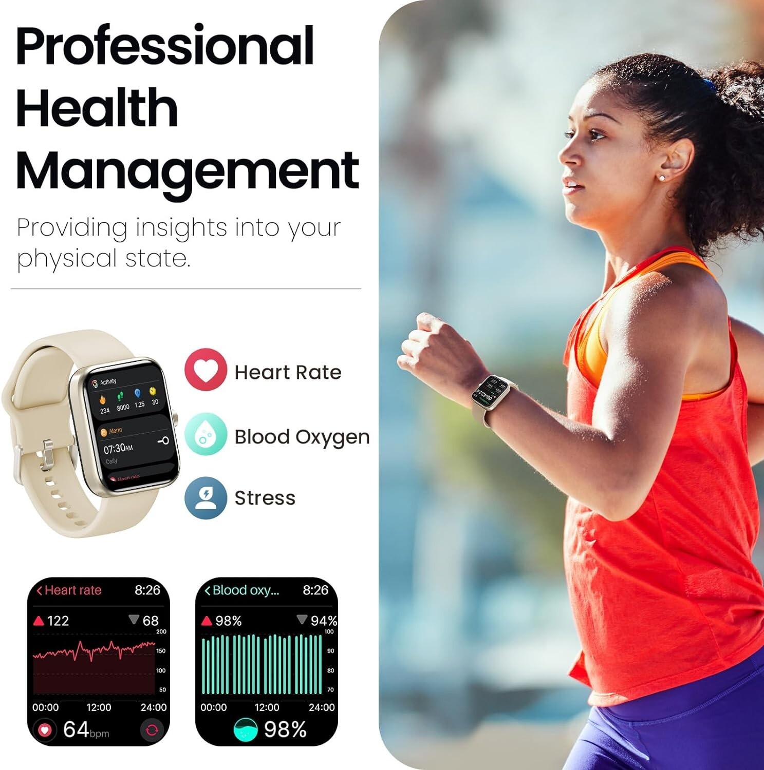 Reloj inteligente con monitor de frecuencia cardíaca y oxígeno en sangre US NEW