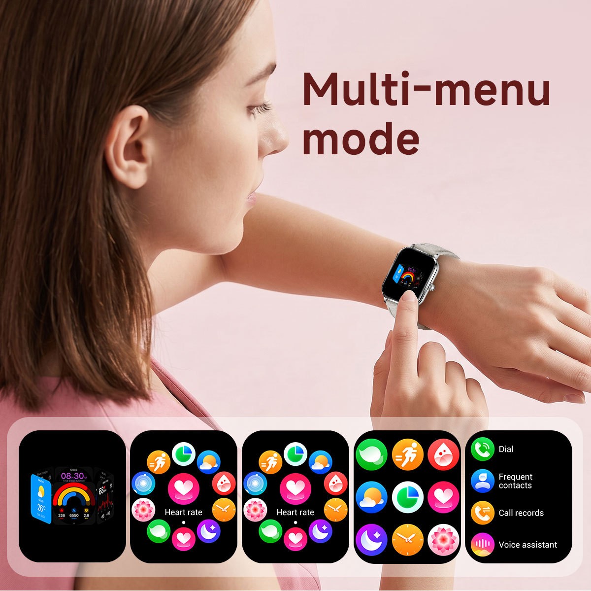 Women Smart Watch 1.82″ HD Touch Screen Bluetooth Call IP68 Waterproof Rose Gold