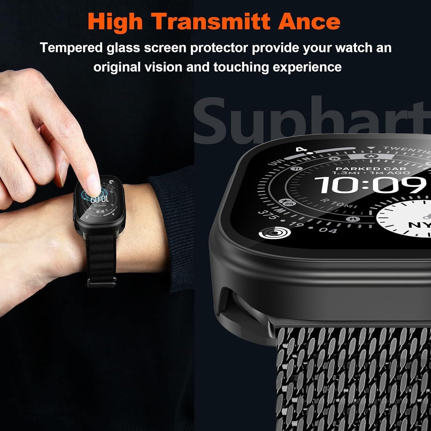 3 in 1 Case for Apple Watch Ultra 49mm Ltra-Thin Aluminum Alloy, 360° Protection