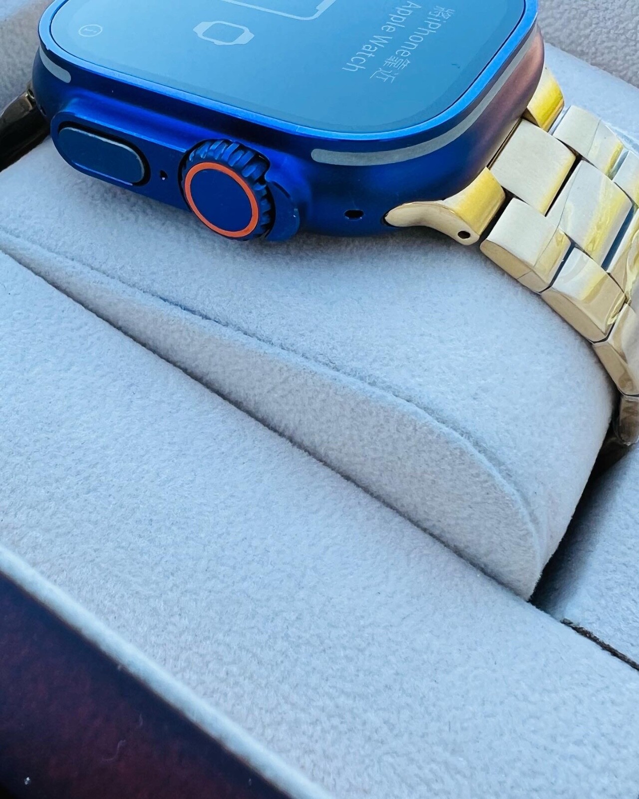 Custom Anodized Purple 49MM Apple Watch ULTRA with Gold Link Band