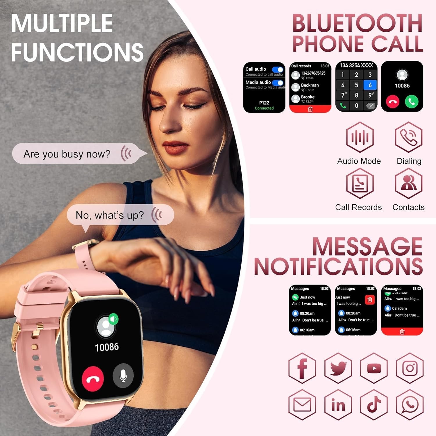 Reloj inteligente Bluetooth para mujeres y hombres para for Android iPhone