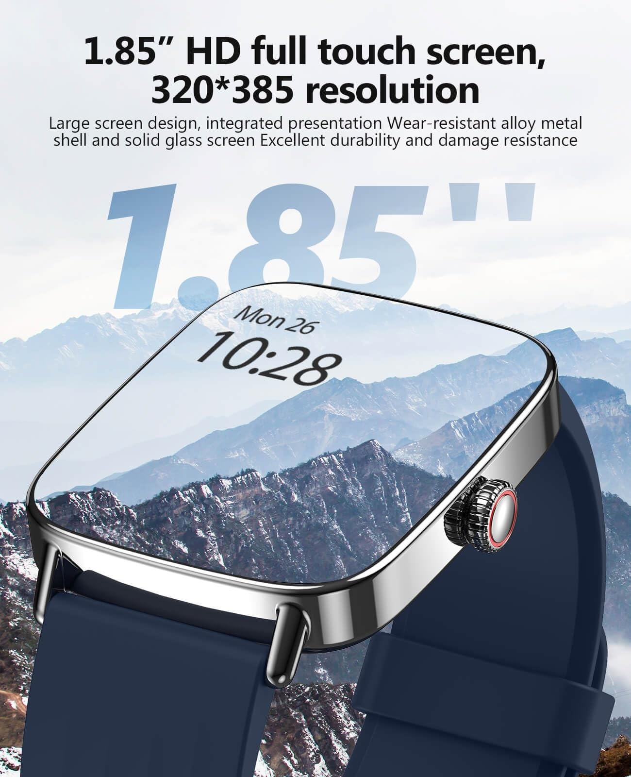 SOUYIE Smart Watches Men Women, 1.85″ AI Voice Smartwatch, 24/7 Heart Rate