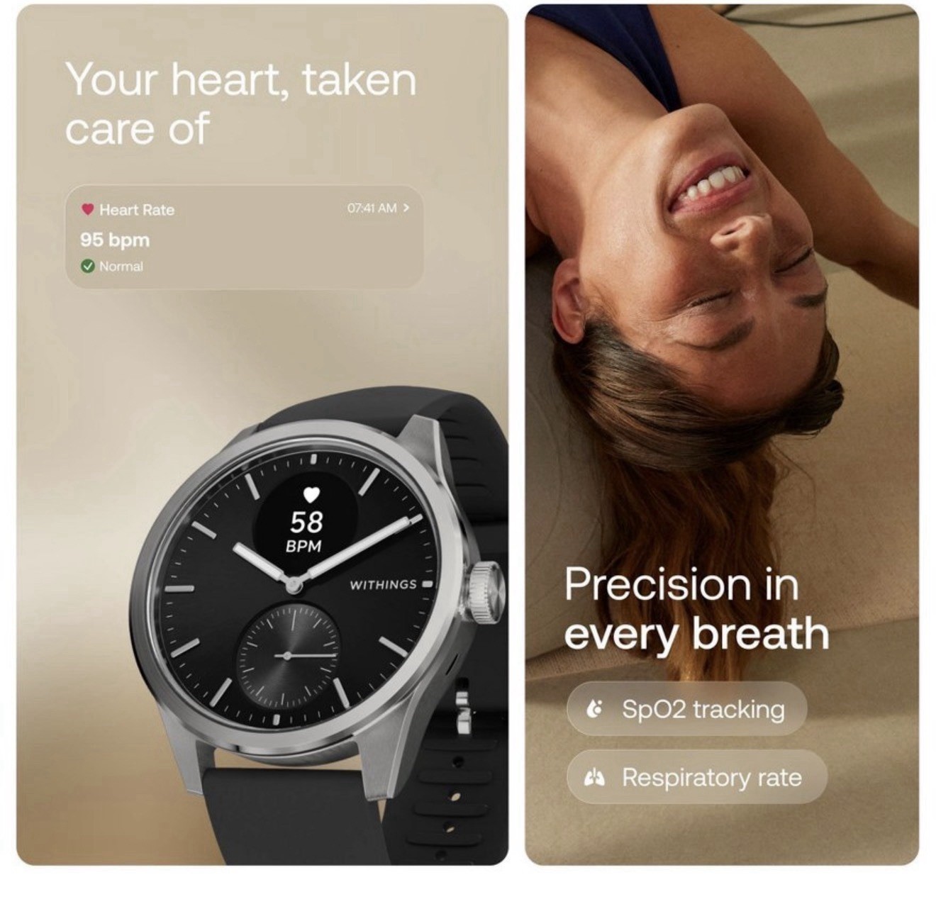 Withings ScanWatch 2 – Heart Health Hybrid Smartwatch – 42mm – Black/Silver NEW
