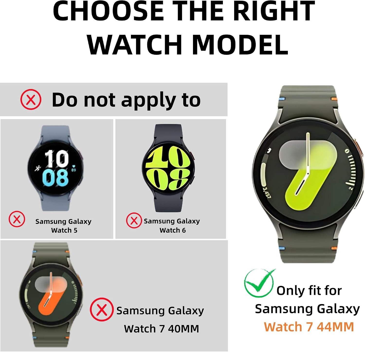 Screen Protector Case for Samsung Galaxy Watch 7 44mm Bling Diamonds Soft TPU