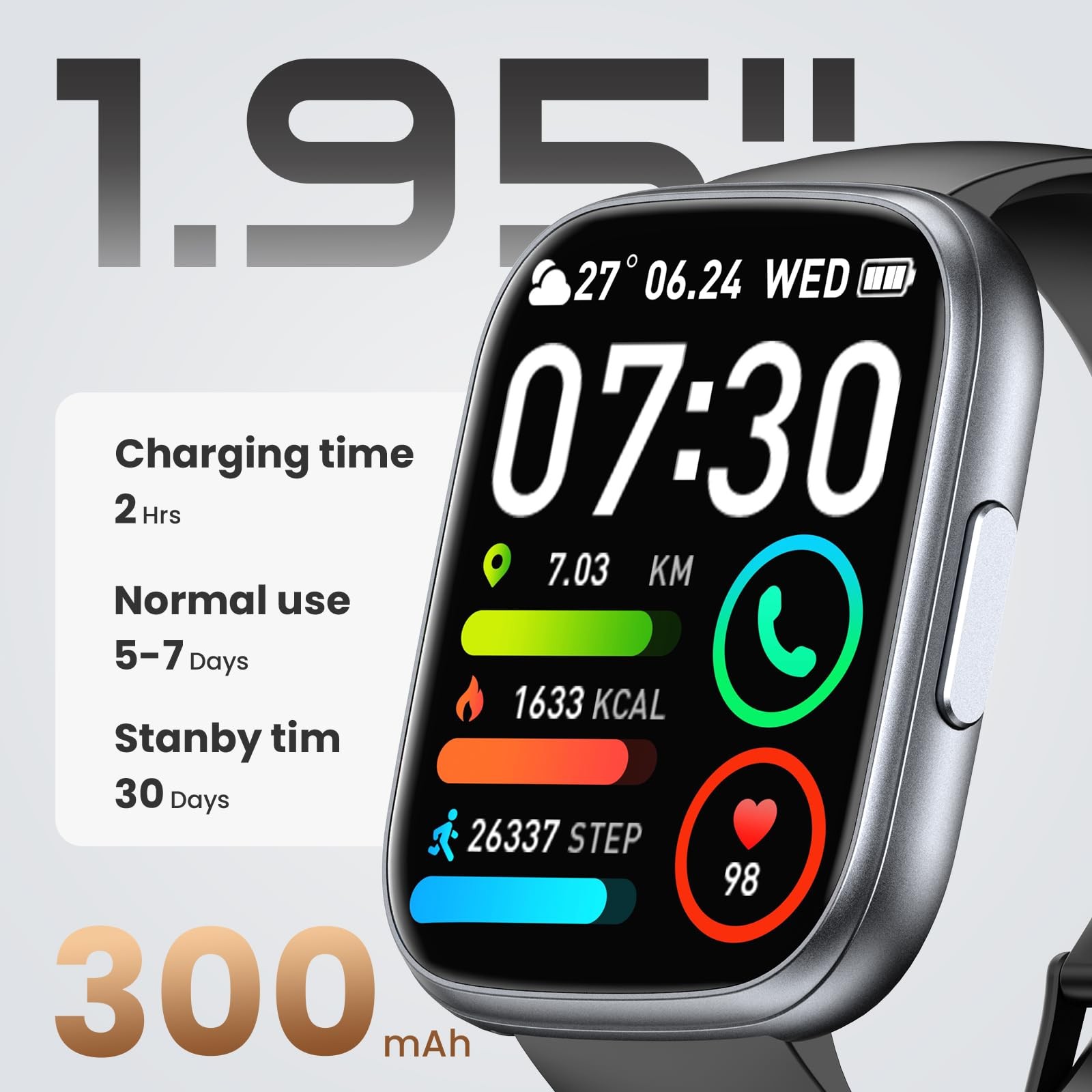 Reloj Inteligente Bluetooth De Mujer Hombre Para iPhone y Samsung Android Negro