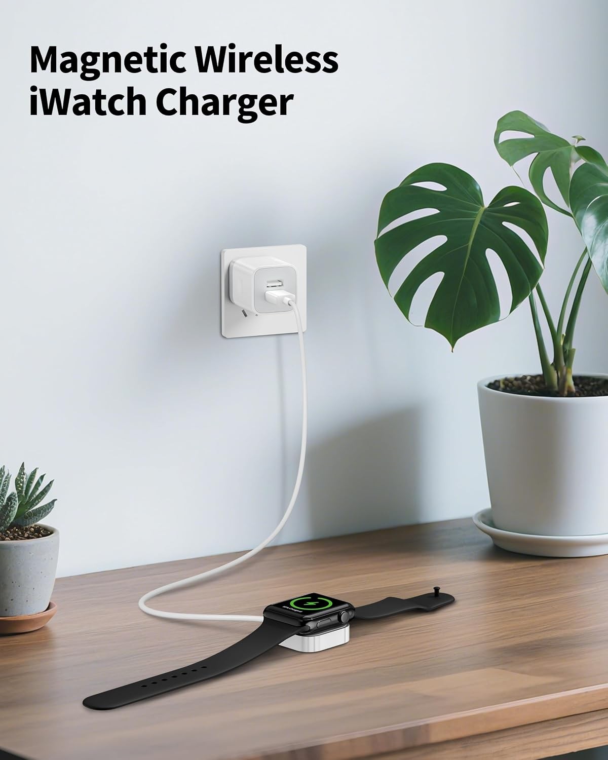 Magnetic Fast Charger for Apple Watch, 3FT Portable Charging Cable, Dual USB Ada