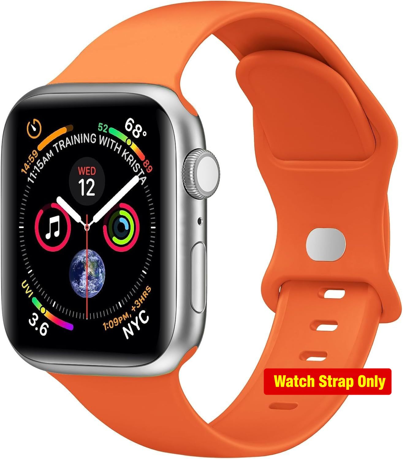Soft Silicone Strap Compatible with Apple Watch Series 7 6 5 44mm Waterproof