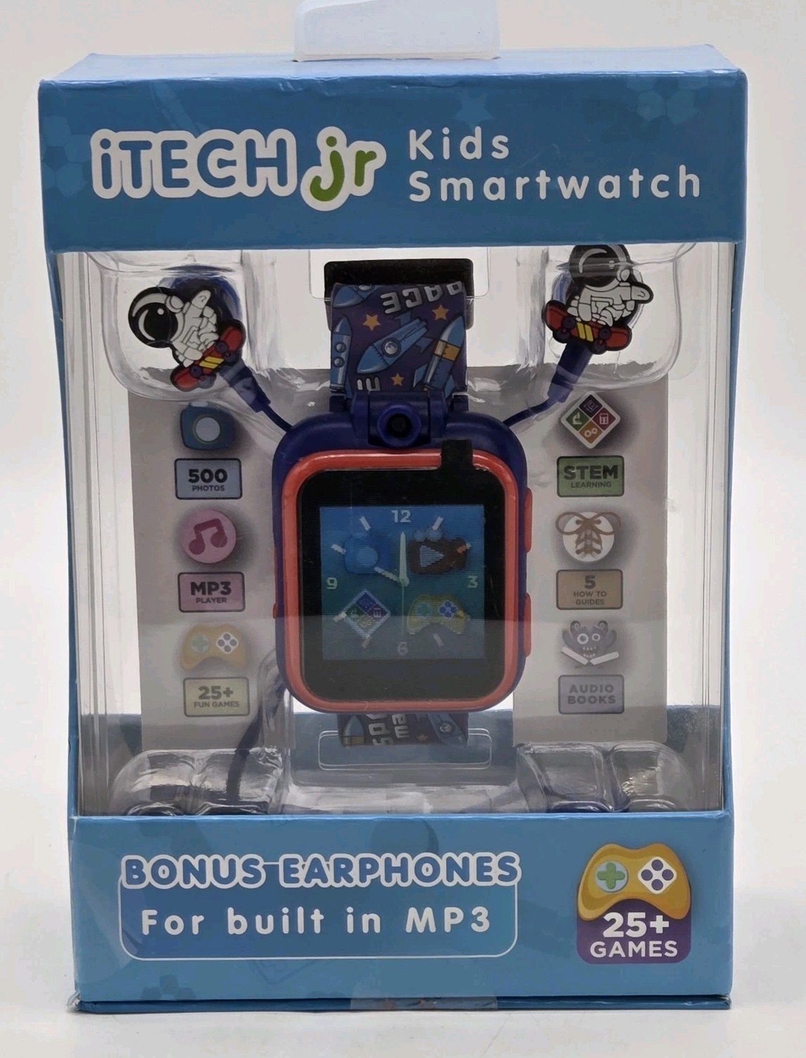 iTech Jr. Kids Smartwatch & Earphones Set Blue Space MP3 Games Audiobooks