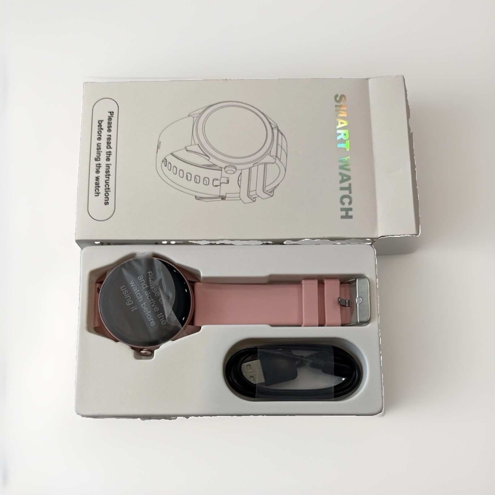 Women’s Smart Watch Pink Fitness Tracker Compatible Android iPhone New
