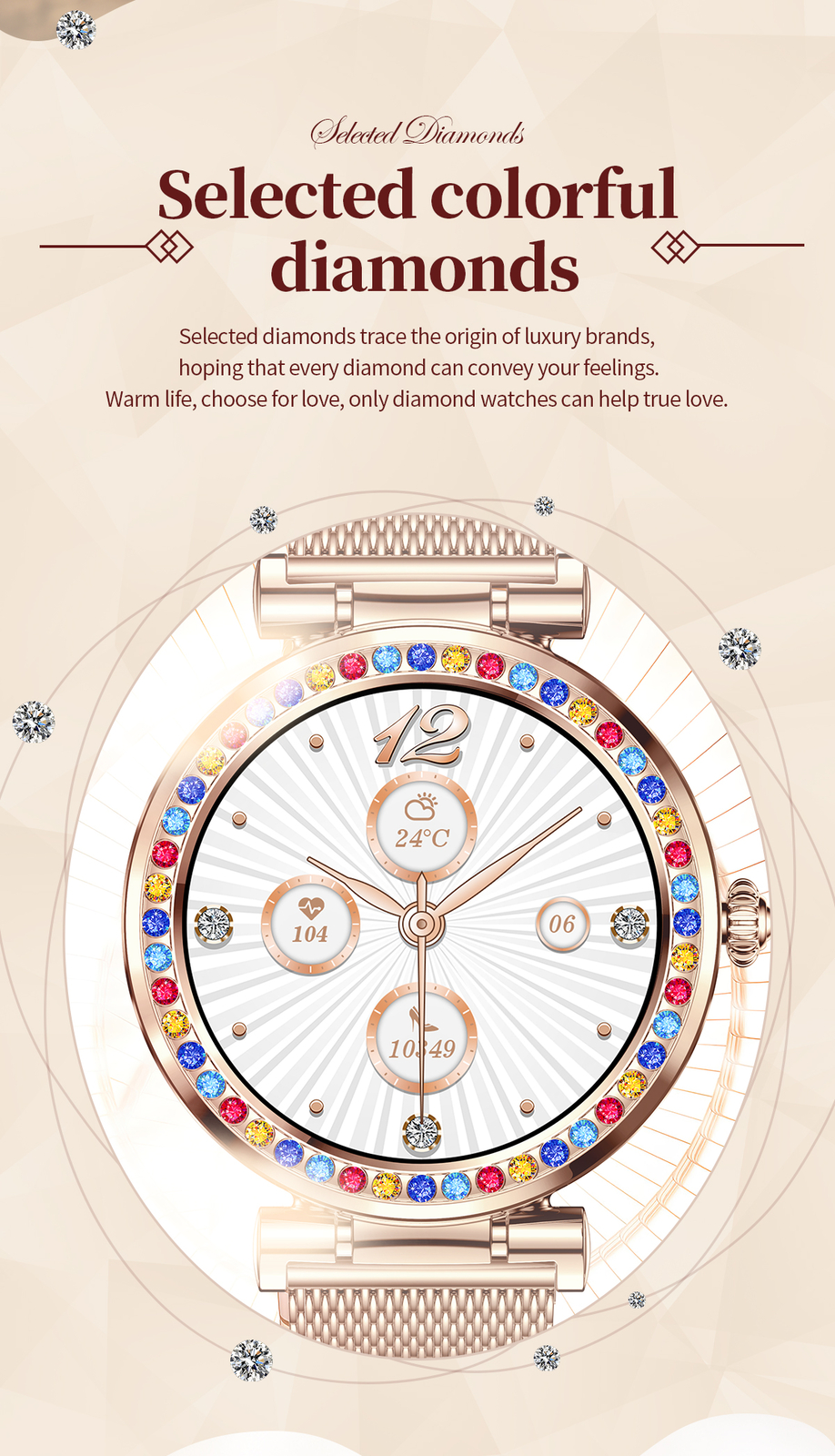 Bluetooth Smart Watch Bracelet Sport Fitness Tracker Fashion Lady Wristwatch