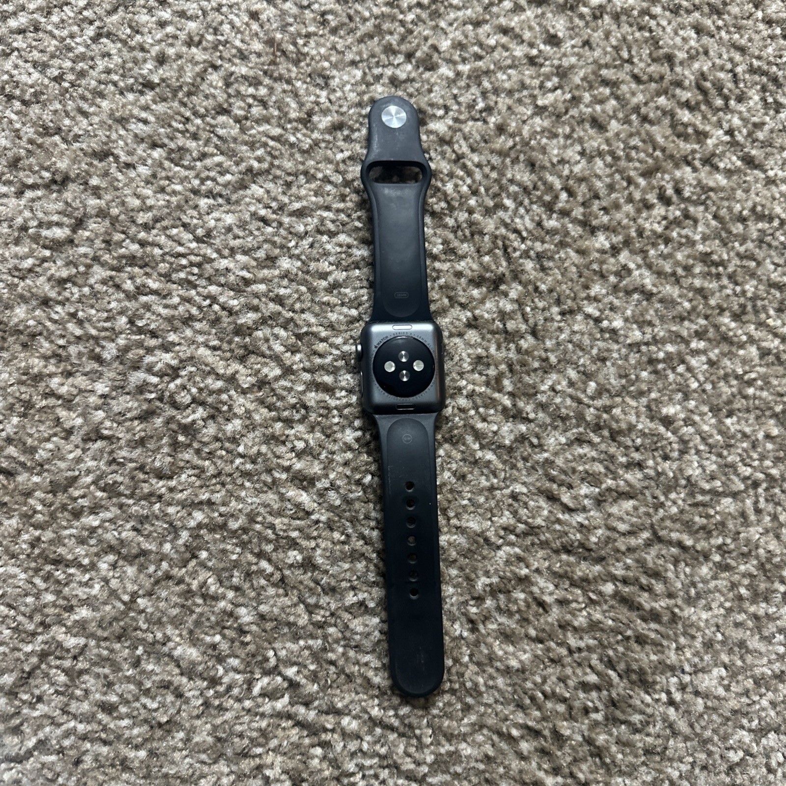 Apple Watch Series 3, 38mm, Space Gray With Black Silicone Wristband