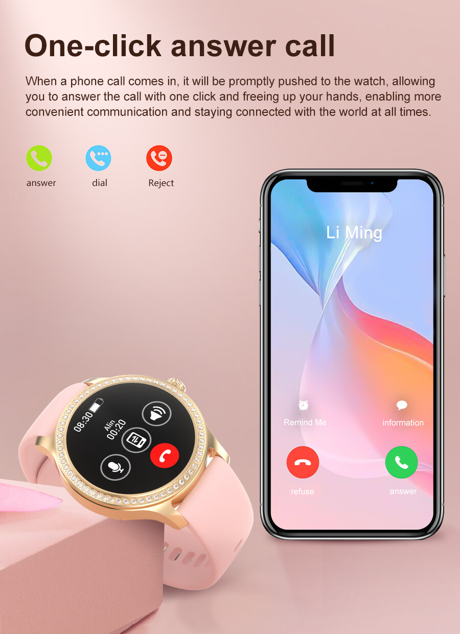 Smart Watch Women Ladies Bluetooth Call Fitness Tracker Waterproof Smartwatch