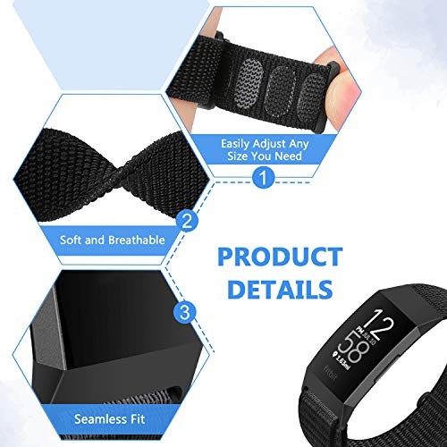 1 Pack Nylon Watch Band Compatible with Fitbit Charge 4/3/SE Soft Sport Strap fo