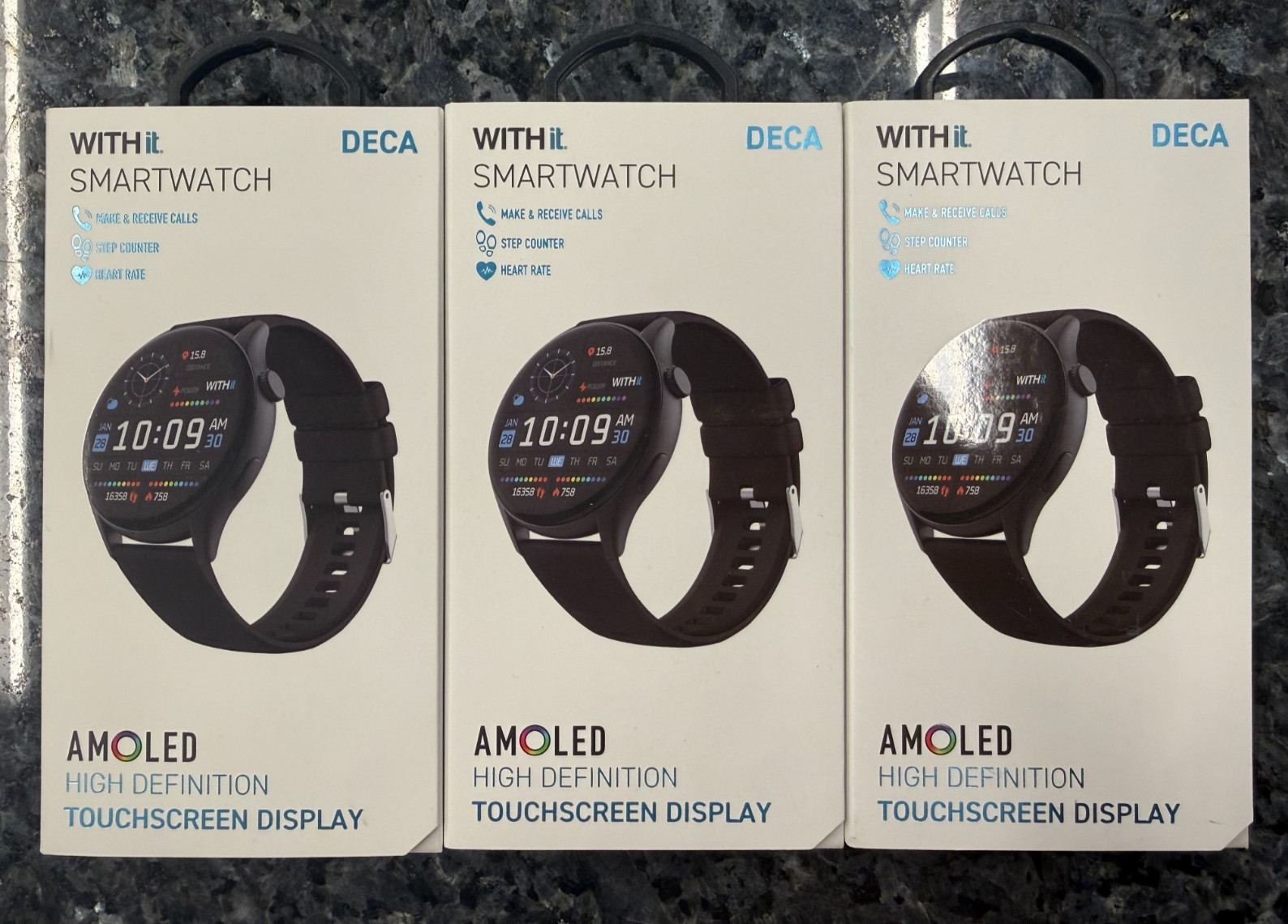 ON SALE Withit Smartwatch Black Touchscreen Display LOT OF 3- NEW !!
