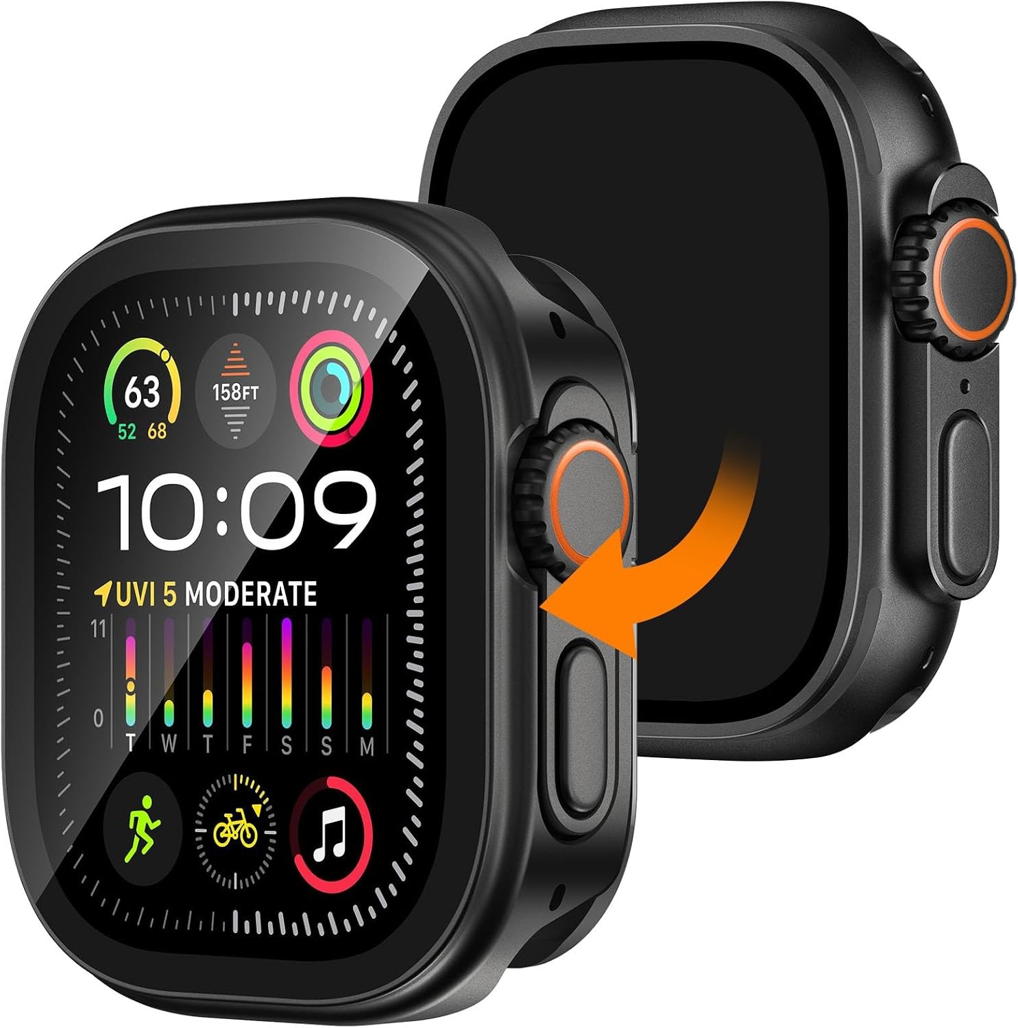 Metal 2 in 1 Case for Apple Watch Ultra 49mm with Integrated Screen Protector, B