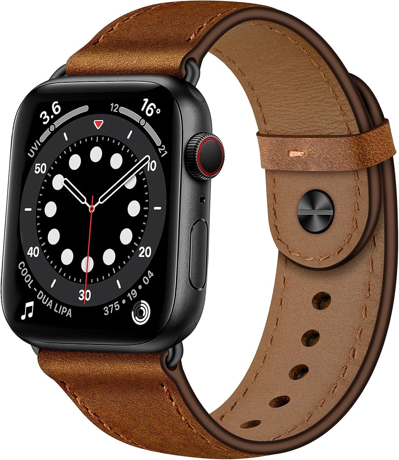 Genuine Leather Band for Apple Watch Ultra 49mm/44mm – Retro Brown/Black