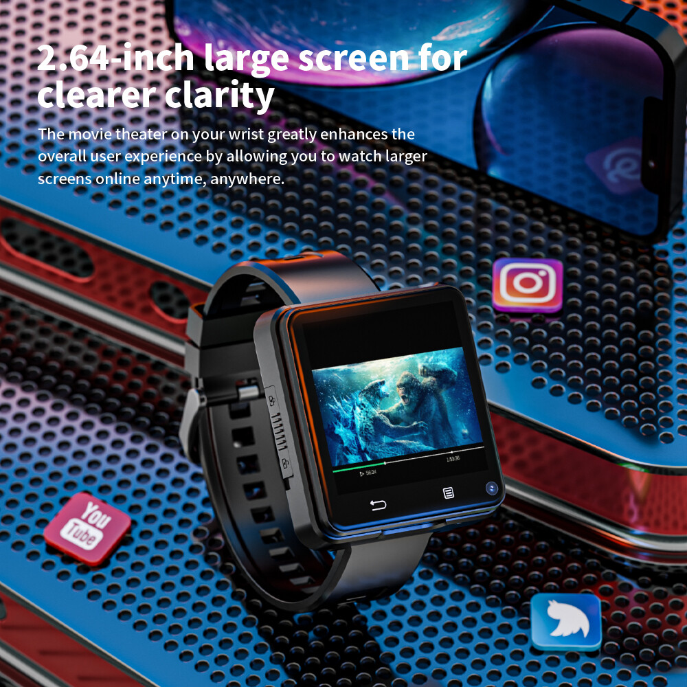 4G Android Smart Watch Large Screen 4G RAM + 64G ROM GPS WiFi Camera Smartwatch