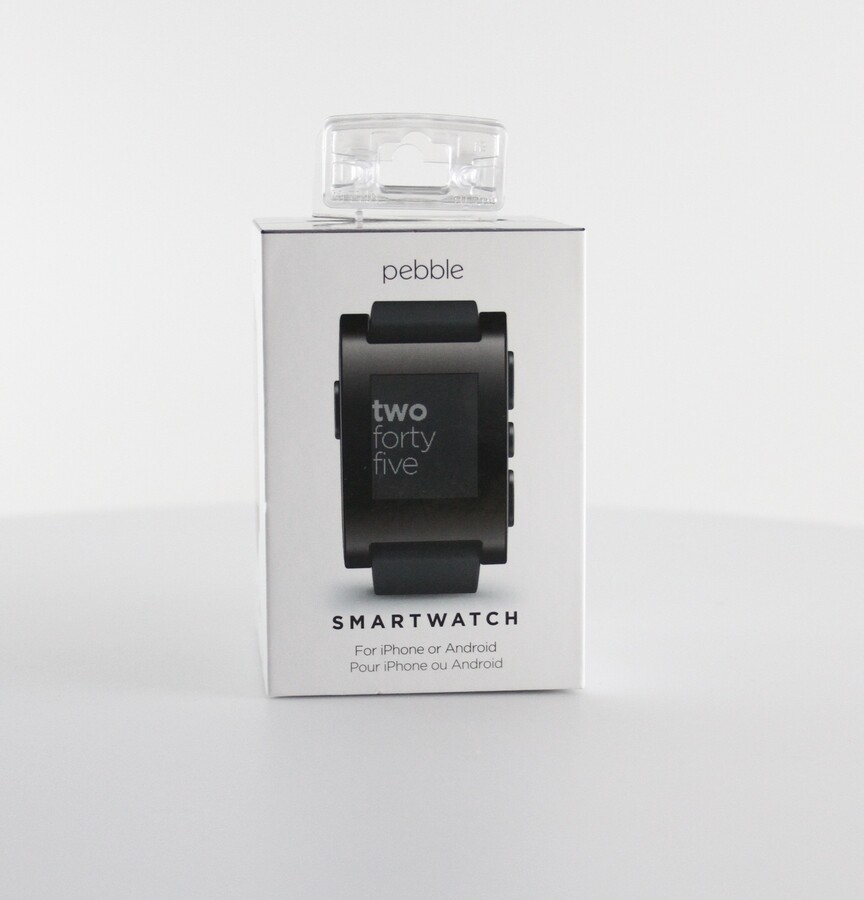 Boxed Pebble Smartwatch for iPhone iOS and Android OS – Jet Black (301BL)