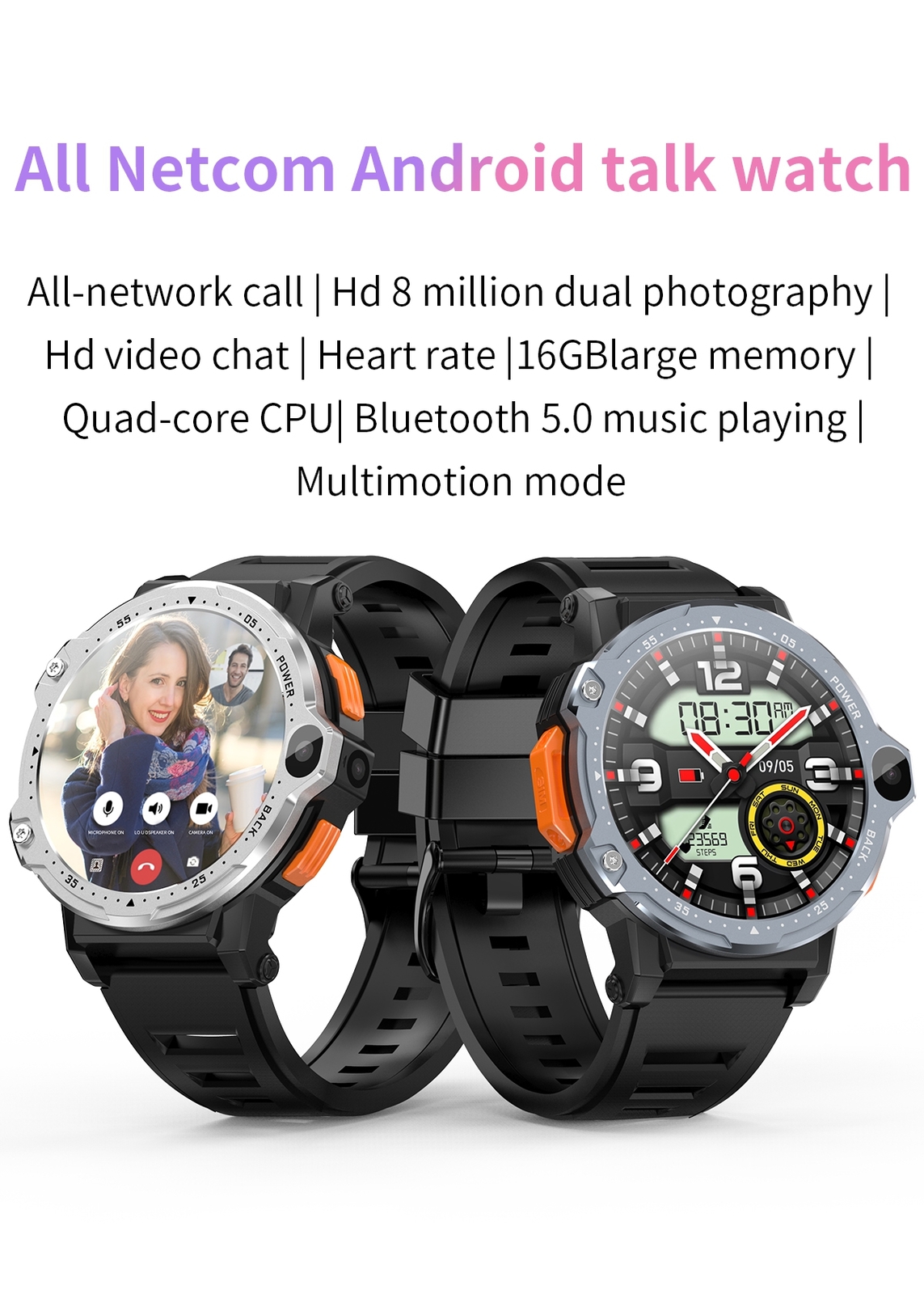 4G Android Smart Watch 2G/16GB Bluetooth WiFi Video Call Camera for Men Women