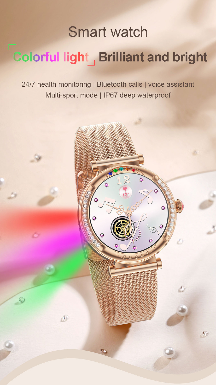 Smart Watch for Girls Women Sleep Monitor Wrist Watch Sports Fitness Tracker