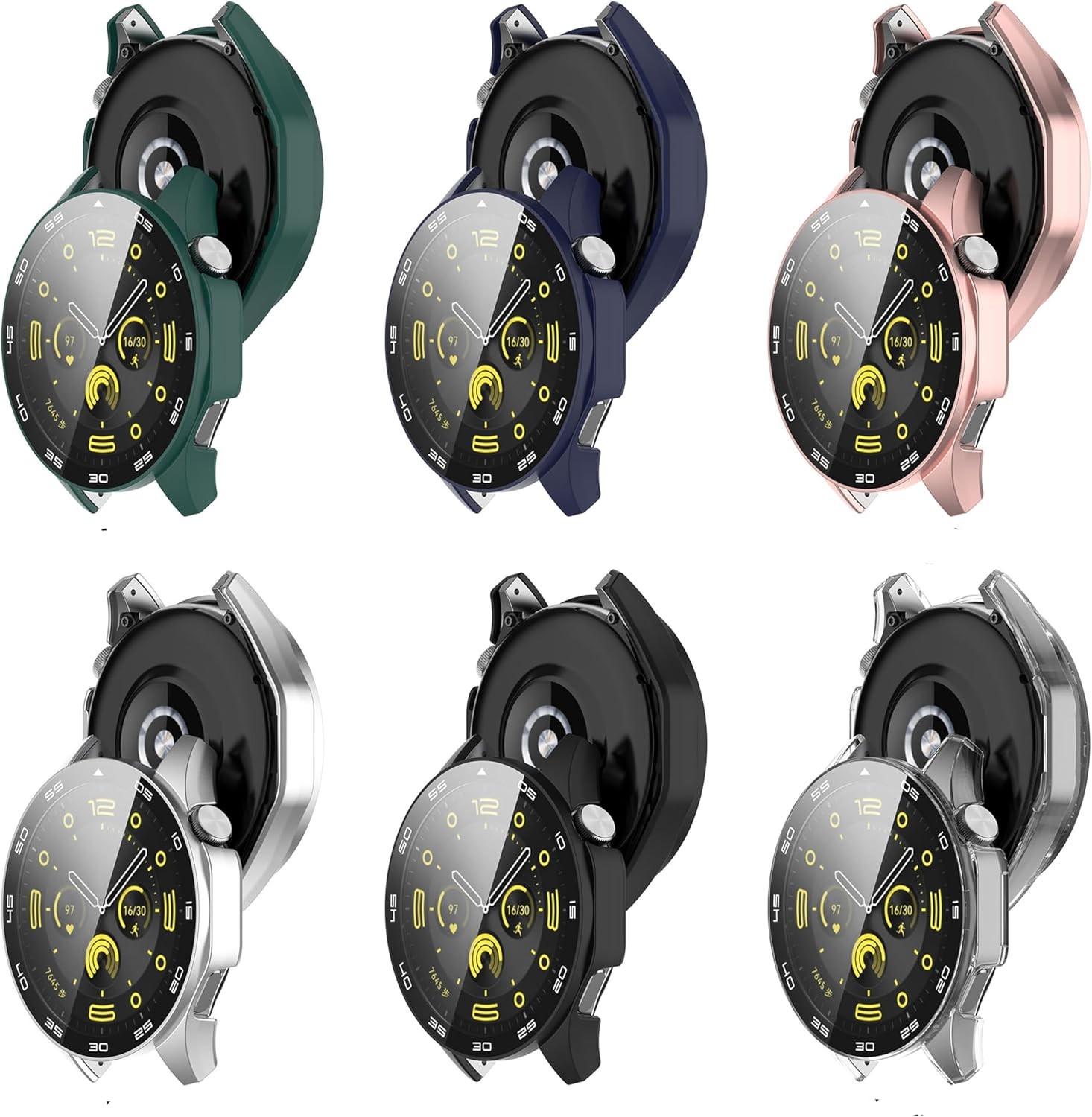 Screen Protector Case for Huawei Watch GT4 46mm with Built-in Scale, 6 Colors