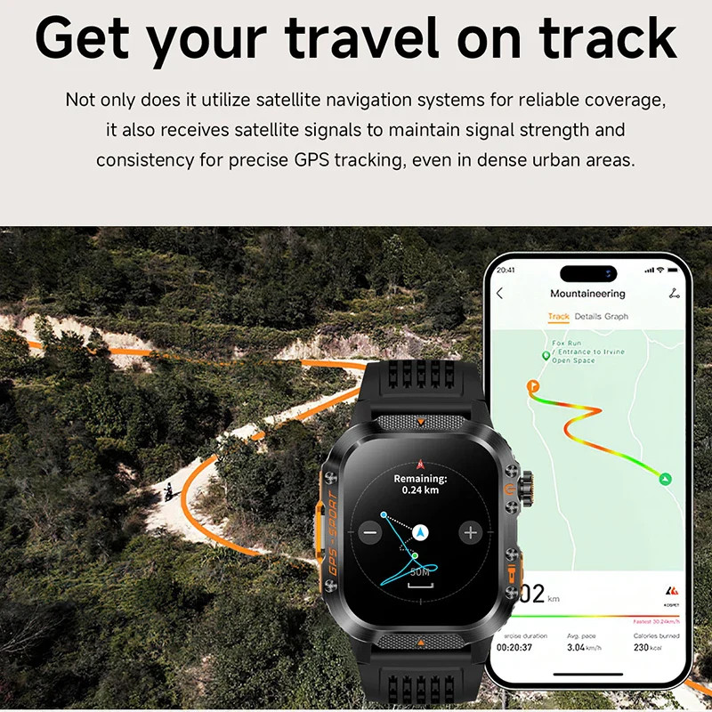 Military-Grade Outdoor Sports Smart Watch GPS Compass Blood Oxygen Heart Rate