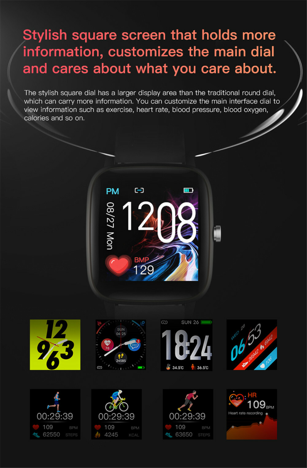 Smart Watch Bluetooth Call Watch Pedometer Sport Message Reminder Music Control