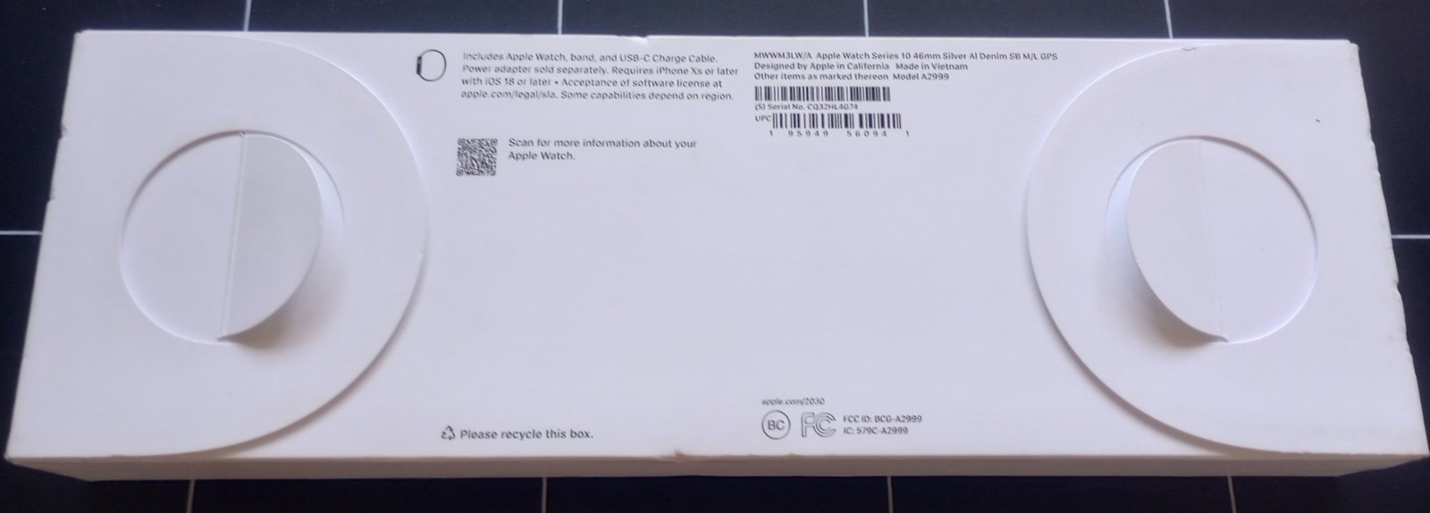 Apple Watch Series 10 GPS 46mm Silver Aluminum Case with Denim Sport Band – M/L