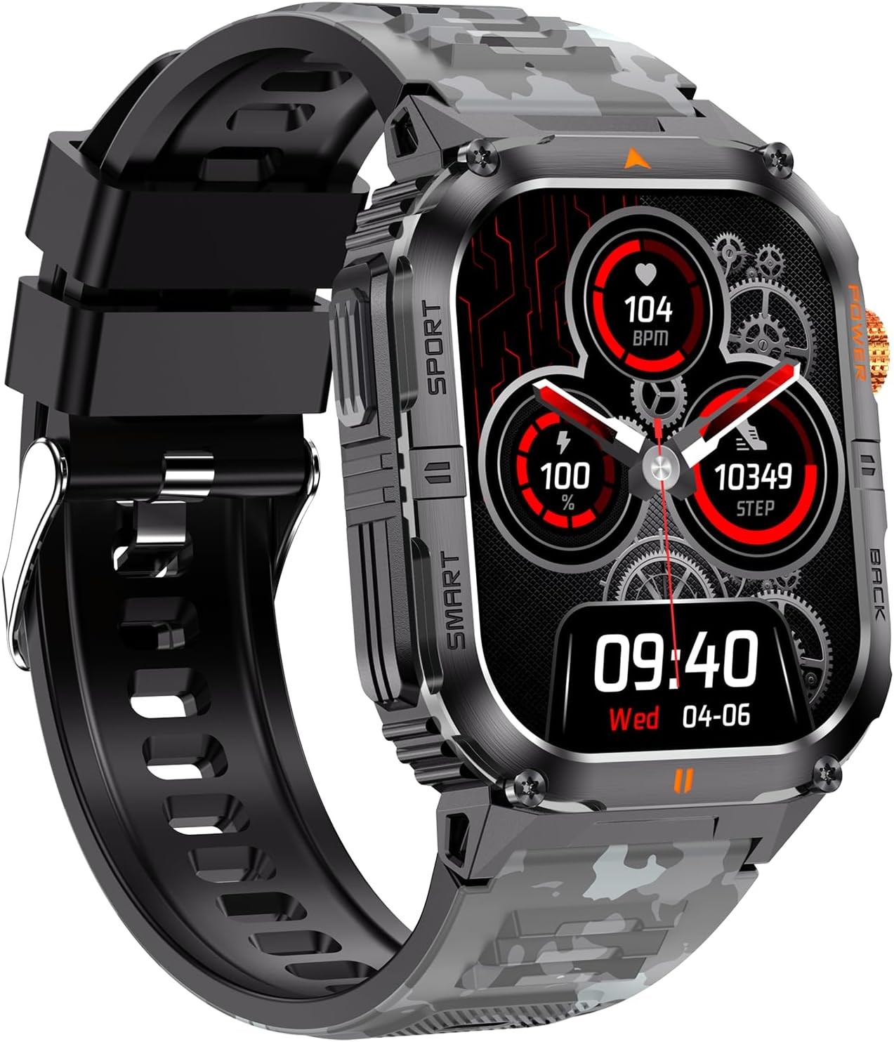 Military Smart Watch (Answer/Make Call) Rugged Tactical Fitness Tracker 1000mAh