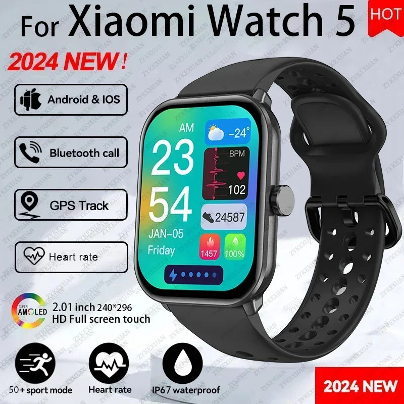 Xiaomi Watch 5 HD AMOLED Display Heart Rate Bluetooth Call GPS Track Waterproof