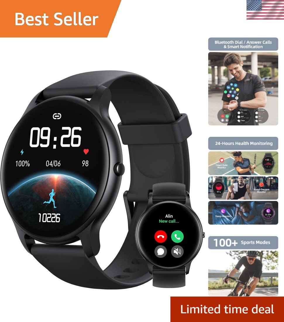 Lightweight HD Display Smartwatch with Heart Rate Monitor & Calls Function