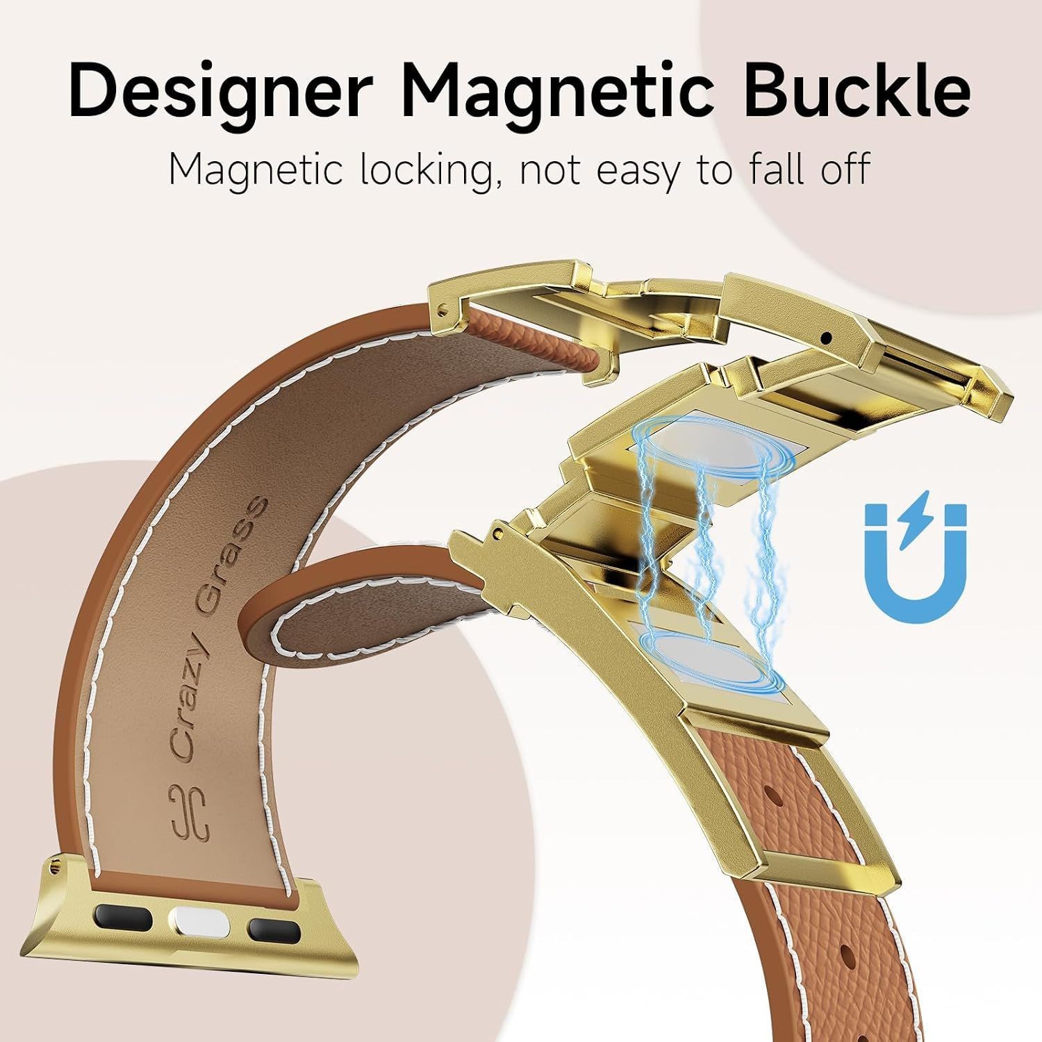 Leather Band for Apple Watch Ultra 49mm 45mm 44mm 42mm 41mm 40mm Magnetic Buckle