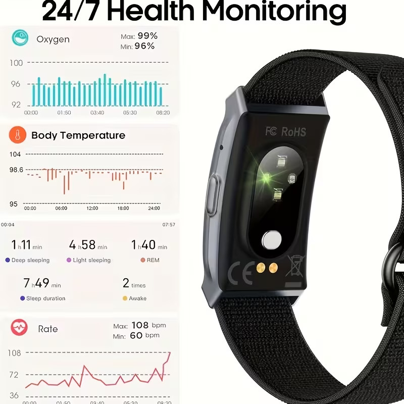 Smart Bracelet, 2026 Wearable Health & Activity & Fitness Tracker Band, 24H S…