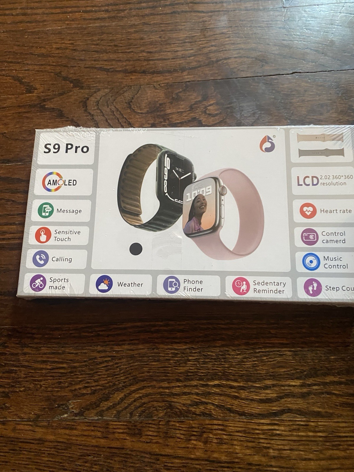 S9 Pro Smart Watch Sensitive Touch Calling Sports Mode Weather Black Pink Bands
