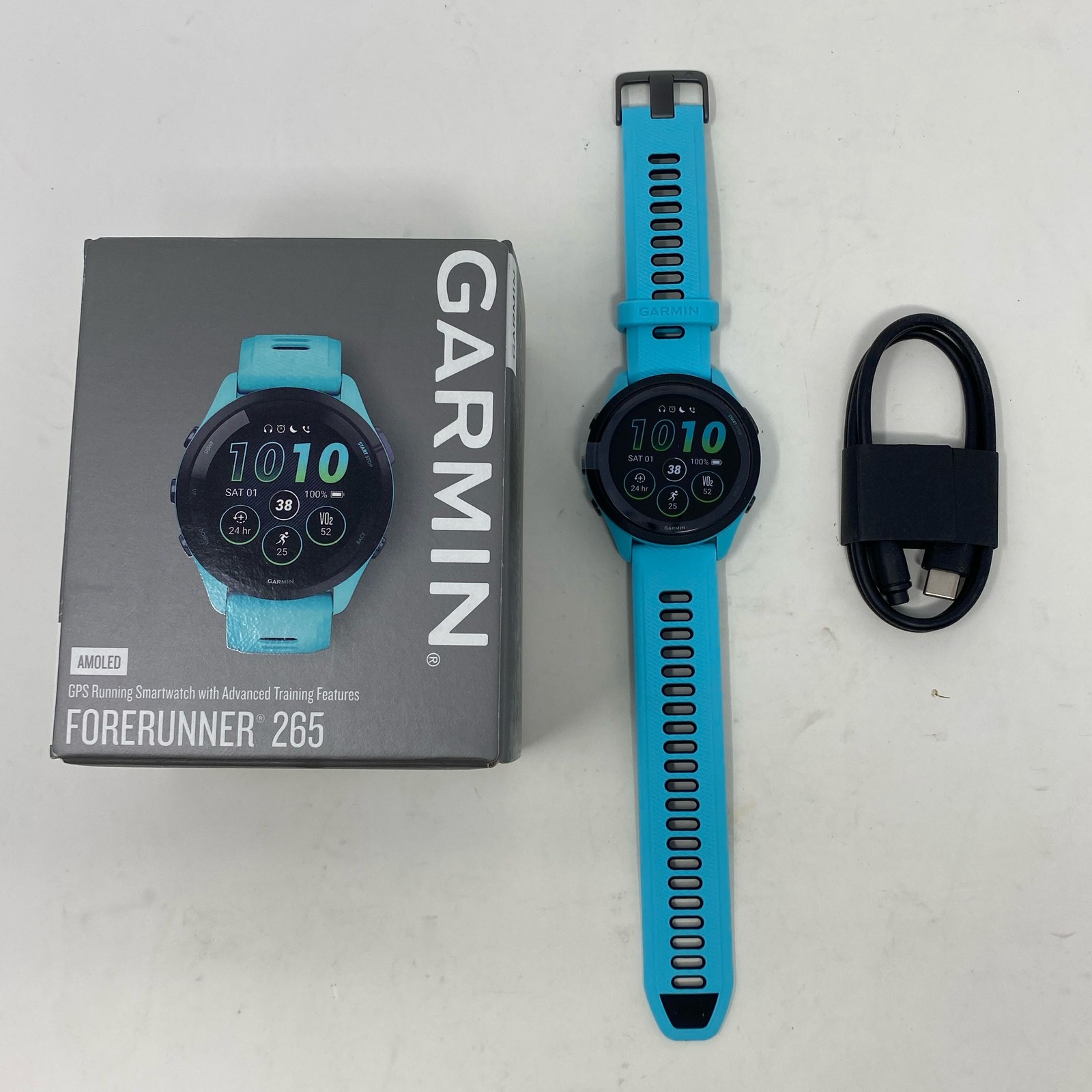 Garmin Forerunner 265 GPS Smartwatch 46mm Aqua/Black AMOLED