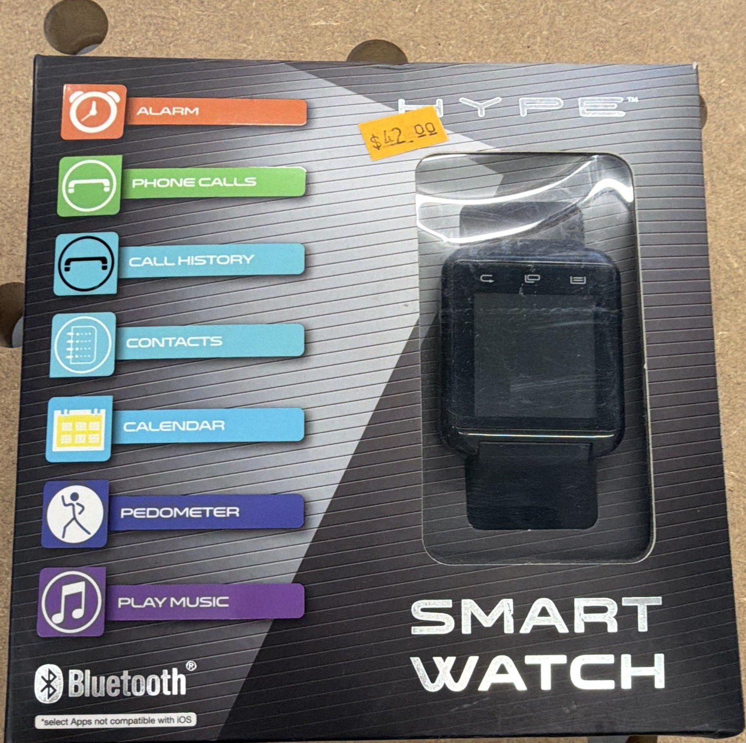 Hype Smart Watch 40mm Black Silicone Band Touchscreen Pedometer Bluetooth