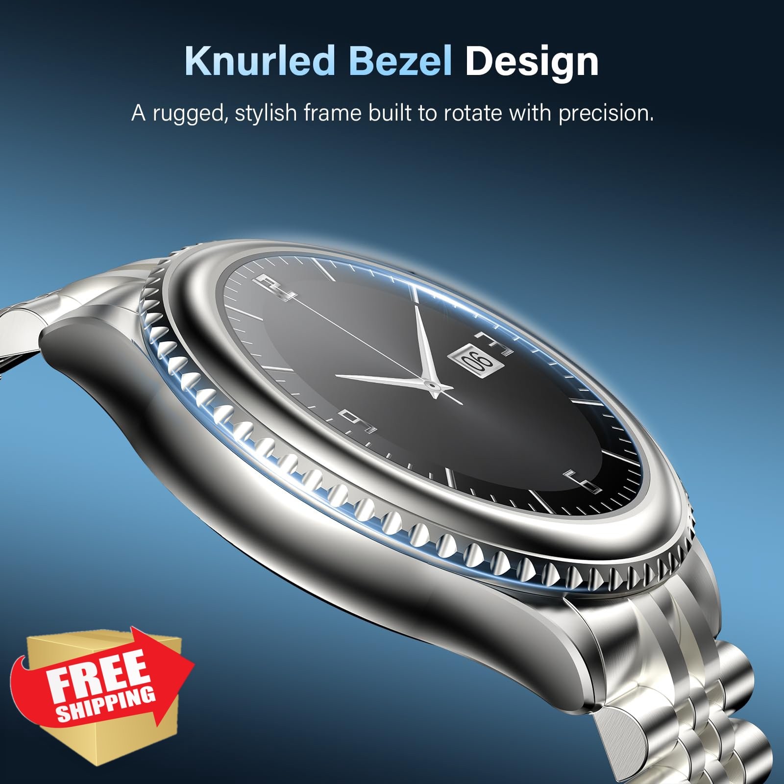 SOUYIE Smartwatch Men iPhone Android 1.32″ AMOLED HD Luxury Heart Rate BP