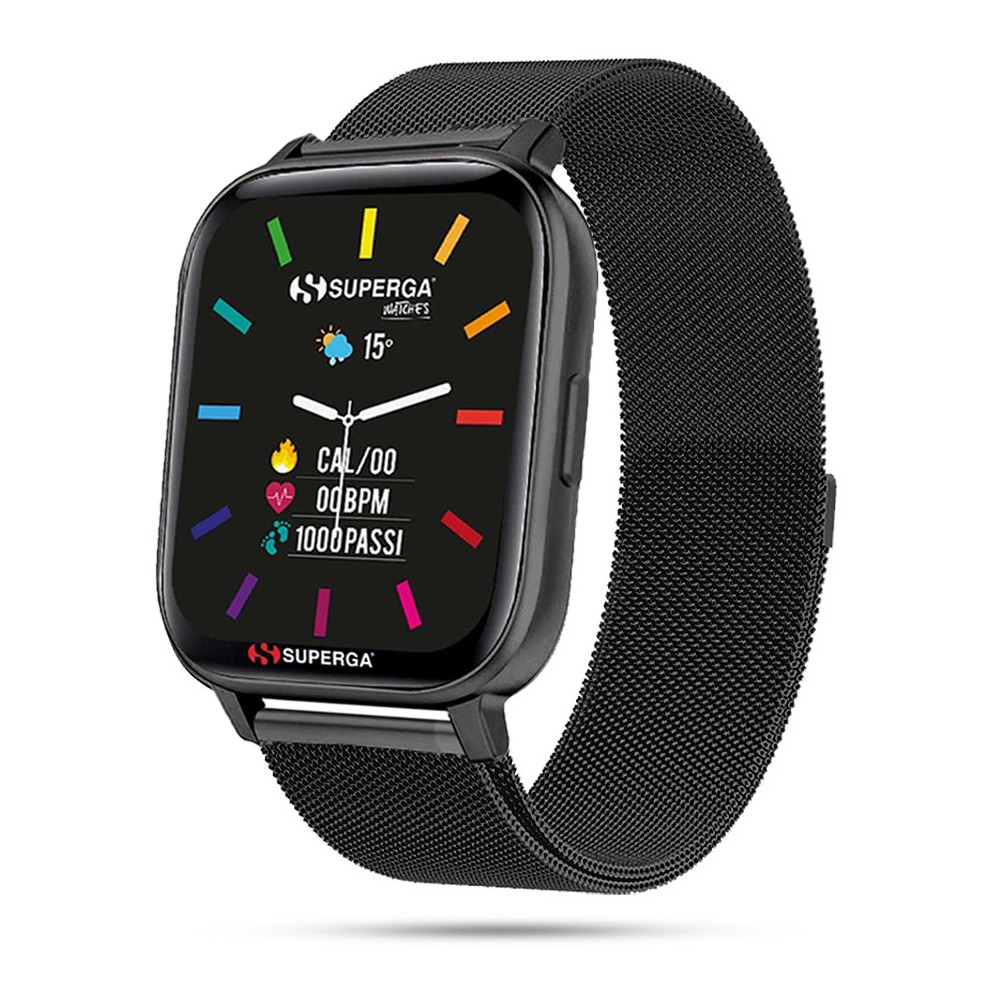 SUPERGA SW-STC013 Black Mesh Steel Bracelet Smartwatch TOUCHSCREEN NEW